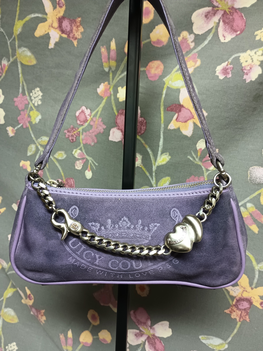 HTF Vintage Y2K Juicy Couture Aubergine Suede Mini Baguette Bag P&G Era
